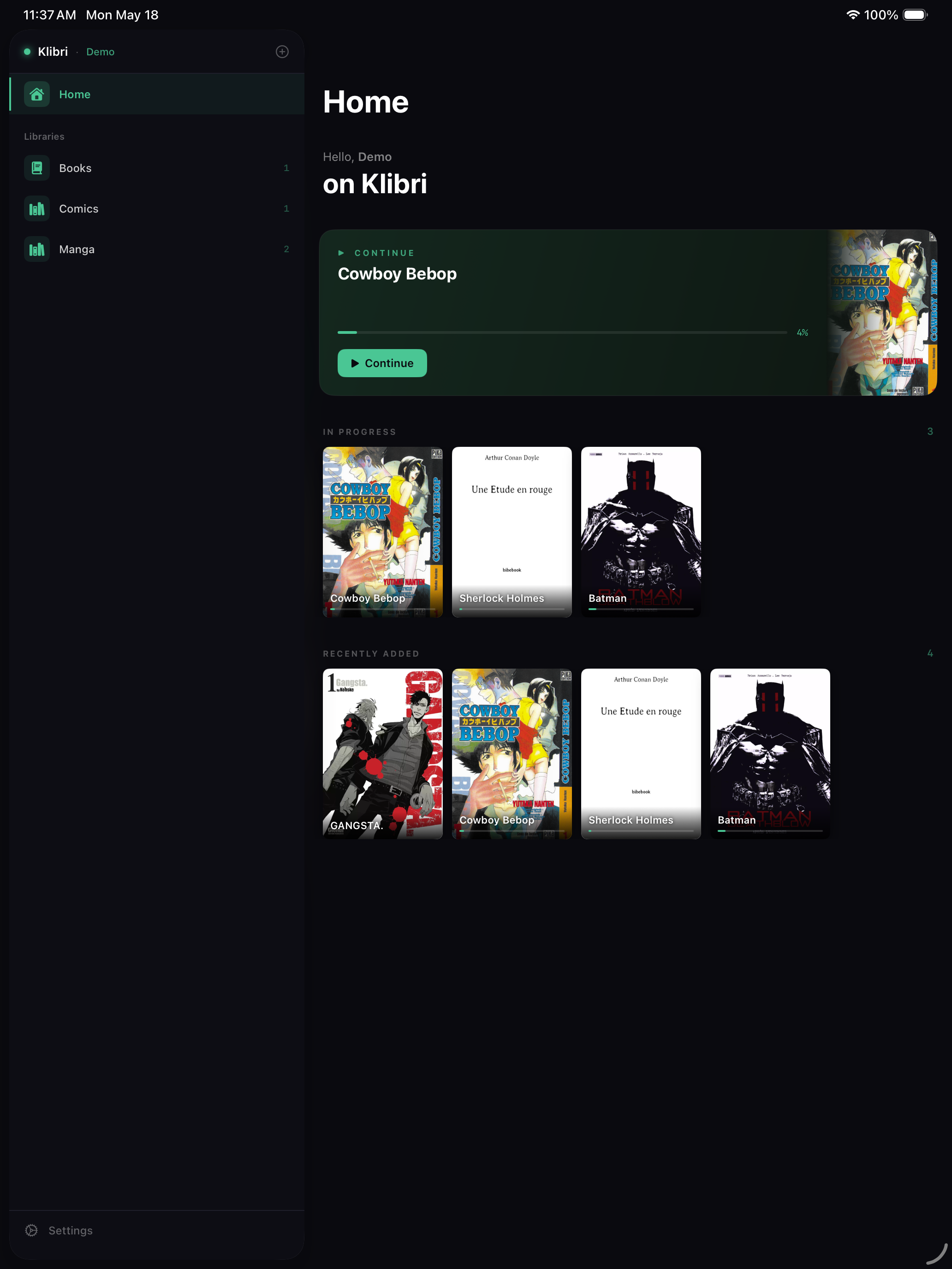 Klibri on iPad